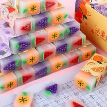 6pcs Random Creative Fruit-Filled Erasers, Assorted Fruit Scented Mini PVC Erasers For Office, School, And Daily Use - Multicolor - View 4