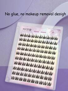 100pcs/Pack Graphic Dog Style Disposable Self-Adhesive False Eyelashes, Fluffy & Natural Look Lash Clusters, Eyelash Clusters, Individual Eyelashes, Lashes, Fake Lashes - C - View 3