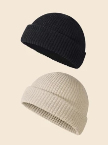 3 cái/bộ Unisex Mũ len Beanie Ngư dân cổ điển màu trơn Mũ len co giãn Mũ len có cổ tay cho nữ mùa đông thu - bộ ba mảnh - Xem 15