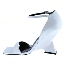 BELOVELY[CROSSHEL-2] Women's Vera Wedge Sandal Walking Shoes Girl Footwear Shoe Summer Comfort Dance Stylish Leather Design Buckle Dress - 白色 - 查看 10