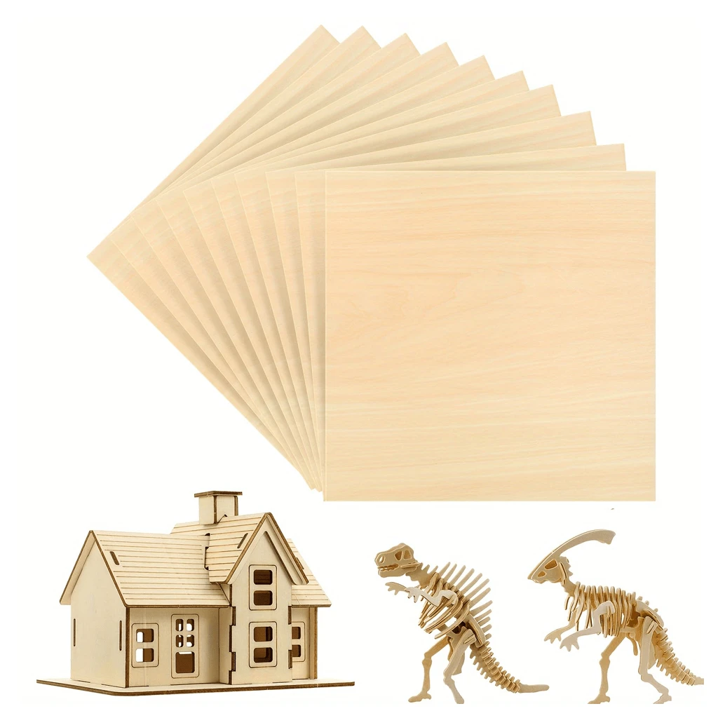 15 Pack Plywood Sheets For Laser Cutting And Engraving, 12x12 Inch Unfinished Craft Wood Squares