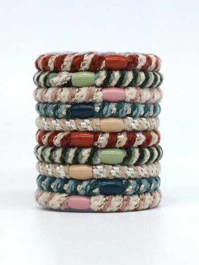 5 قطع/10 قطع من ربطات الشعر المرنة السميكة الأساسية للنساء، حاملات الذيل الناعمة المطاطية، حبال الشعر، خرزات الشعر