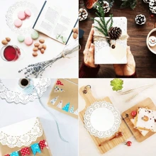 100PCS White Disposable Lace Paper Doilies For Tables, Assorted Size  Modern Decorative Paper Placemats Bulk Add Elegance To Crafts, Coffee, Cake, Dessert-Round Oval - White - View 5