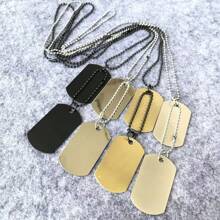 1pc Fashion Popular Zinc Alloy Polished Military Dog Tag Chain Necklace, Suitable For Men Hiphop Casual Style, Gift For Boyfriend - Military Brand Necklace - View 2