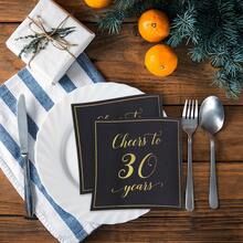 Birthday Party Supplies Cocktail Napkins, Disposable Black Gold Party Paper Napkins,  Anniversary Birthday Beverage Napkins For Birthday Party Decorations - Black Gold - View 3