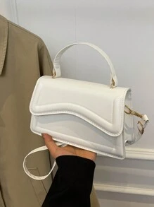 Túi xách & túi đeo chéo bằng da PU màu trơn đơn giản thời trang mới có ví đựng tiền xu cho nữ - trắng - Xem 5