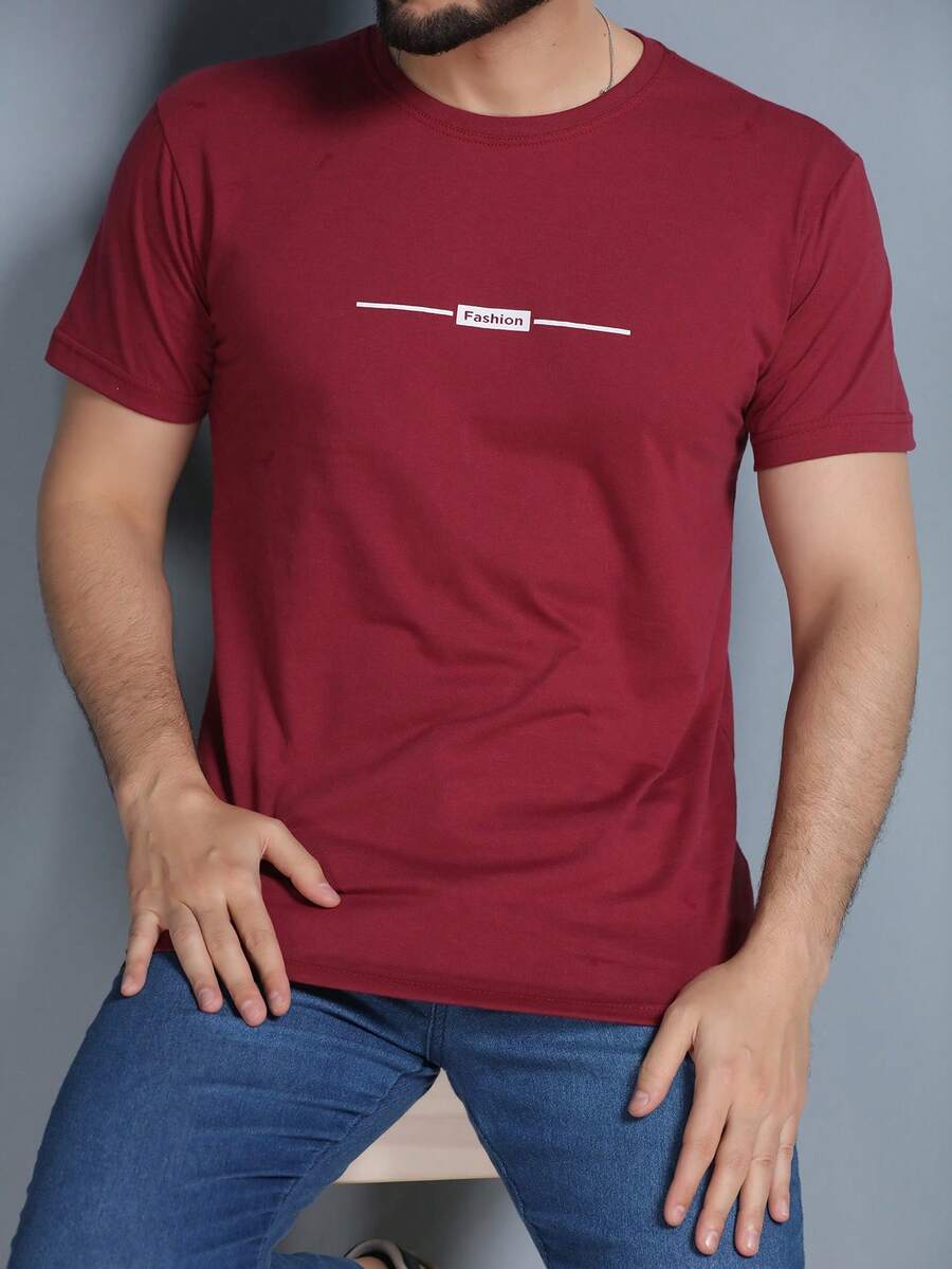 Men's Crew Neck T-Shirt - Màu Đỏ Sâu - Xem 1