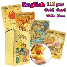 55 pezzi - Carte da collezione in oro, argento e nero di Charizard, Mewtwo Vmax GX Vstar in inglese, spagnolo, francese e tedesco, giocattoli per appassionati - Dorato - Visualizzare 16