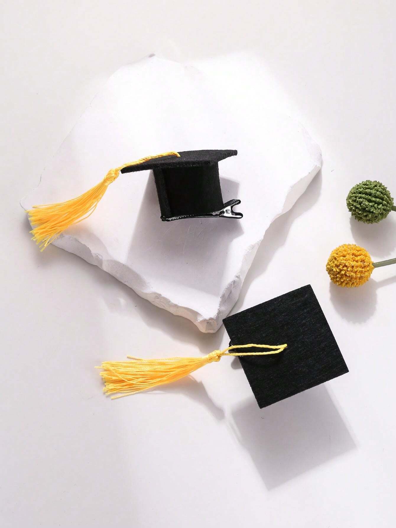 3pcs Multicolor Mini Graduation Cap Hair Clips, Cute And Simple Design ...