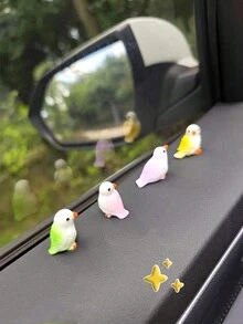 4 件汽车鸟饰品，可爱卡通鸟，动物树脂工艺饰品，节日小礼物！