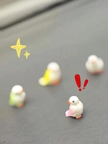 4 件汽车鸟饰品，可爱卡通鸟，动物树脂工艺饰品，节日小礼物！