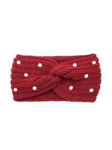 1 件女士仿珍珠针织头带，优雅耳罩扭曲发带，秋冬配饰 - 彩色 - 查看 7