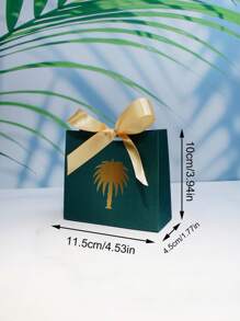 10 件优雅沙特国庆节礼品袋绿色棕榈树礼品盒配缎带，非常适合沙特国庆节、婚礼和公司礼品，配有金色或橄榄色丝带 - 棕櫚樹禮品盒 - 查看 6