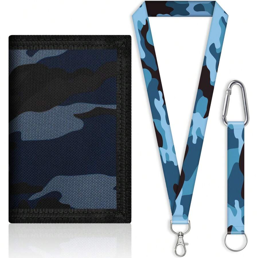 1 Set Simple Tri-Fold Children Wallet With Lanyard, Gift For Boys And Girls, Suitable For Daily Use - Multicolor - View 1