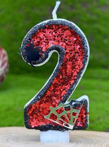1 pieza Decoración de tarta con vela tope con araña y borde de telaraña rojo para cumpleaños, decoración de habitación, regalos, velas de cumpleaños, decoraciones de cumpleaños, feliz cumpleaños, velas de tarta, decoración de habitación para graduación