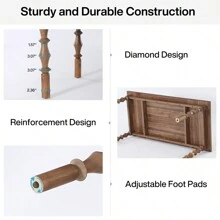 Tribesigns 62" Wooden Dining Table For 4-6 Persons, Oversized Rectangular Kitchen Table, Mealtime Table Kitchen & Dining Room Decor With Ornate Turned Legs, Home Decor Furniture, Walnut - 核桃 - 查看 10