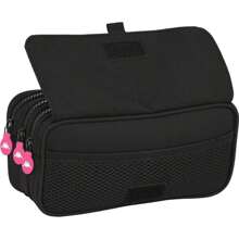 BIG KAPPA TRIPLE TOOLCASE "BLACK AND PINK" - Spacious And Practical Pencilcase - Versatile For Every Day - Modern And Elegant Design - Multicolor - View 5