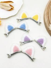 8 件装女士可爱猫耳形毡发夹万圣节 - 彩色 - 查看 6