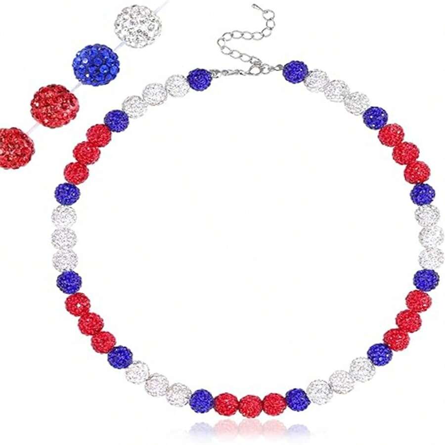 Conjunto de collar de béisbol con brillo para jugadores deportivos, collar de béisbol con cuentas de diamante ajustable para hombres y mujeres, regalo para eventos/fiestas deportivas - multicolor - Ver 1