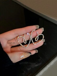 2 件时尚优雅闪亮环形耳环，可爱的生日/周年纪念礼物 - 銀色 - 查看 3