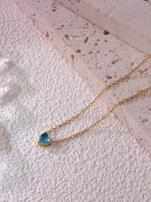 1 pieza Elegante y delicado colgante de acero inoxidable chapado en oro de 18k con vidrio de color con forma de corazón con los 12 signos del zodíaco, perfecto como regalo para la fiesta de la mujer, el día de San Valentín, mamá, madre, Día de la Madre