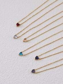 1 pieza Elegante y delicado colgante de acero inoxidable chapado en oro de 18k con vidrio de color con forma de corazón con los 12 signos del zodíaco, perfecto como regalo para la fiesta de la mujer, el día de San Valentín, mamá, madre, Día de la Madre