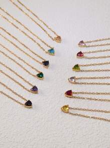 1 pieza Elegante y delicado colgante de acero inoxidable chapado en oro de 18k con vidrio de color con forma de corazón con los 12 signos del zodíaco, perfecto como regalo para la fiesta de la mujer, el día de San Valentín, mamá, madre, Día de la Madre