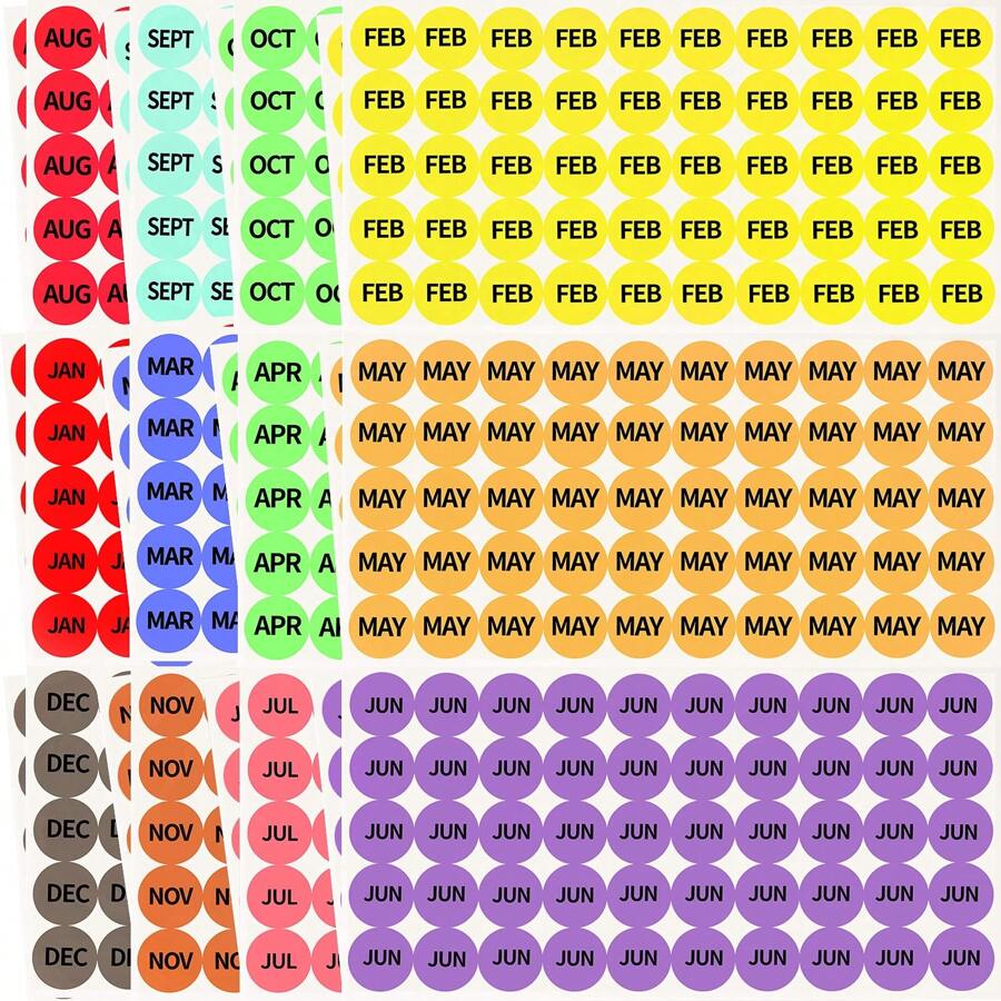 2400 Labels Month Stickers 12 Months Of The Year Color Coding Label Stickers Round Month Labels Self Adhesive Stickers 50 Labels Per Sheet 12 Colors - Multicolor - View 1