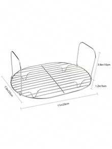 1pc Stainless Steel Fish Steaming Rack, Oval Shaped Dual-Tier Steamer Basket For Air Fryer - White - View 2