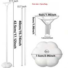 Set de 5 soportes para globos con base para fiestas de cumpleaños, bodas, celebraciones, decoración de globos para fiestas de cumpleaños, bodas, festivales y aniversarios - Blanco - Ver 5