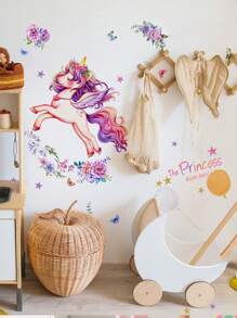 1 套卡通独角兽彩虹蝴蝶家居装饰墙贴、贴纸、墙贴花、乙烯基贴花用于家居装饰、春季装饰品让您的家焕然一新、拉玛装饰贴纸礼物生日毕业 - 彩色 - 查看 8