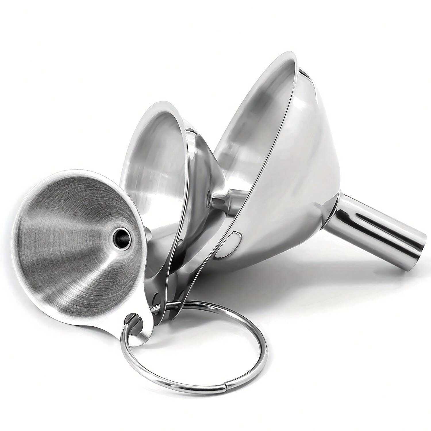 Stainless Steel Funnels, 3pcs Mini Filling Kitchen Funnel, Sizes Large