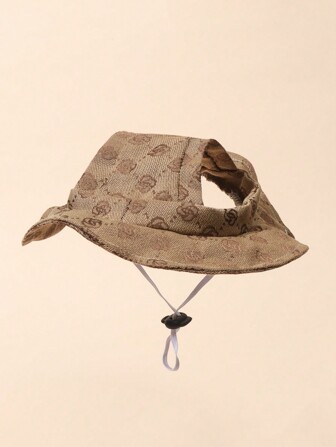 1pc Polyester lichtgewicht luxe zonnescherm hondenhoed met schattig oorontwerp, dubbele laag antislip en verstelbaar, geschikt voor kleine honden alle seizoenen