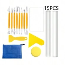 15 Ceramic Tools Set Stone Plastic Clay Carving Knife Scraper Scraper Rubbing Clay Acrylic Board Rolling Rod - Multicolor - View 1