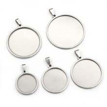 2 bucăți pandantiv din oțel inoxidabil Setare de bază goală pentru cabușoane de 20-40 mm, tavă cu lunetă, accesorii pentru bijuterii DIY