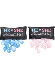 1set Gender Reveal Balloon Drop Bag | He Or She, What Will It Be?Baby Shower Family Decorations Gifts