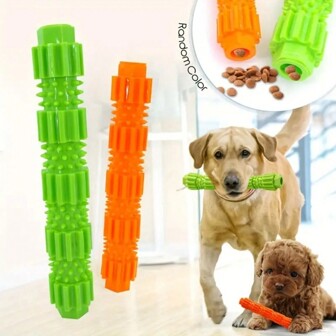 1pc Interactive Dog Chewing Toy,  Teeth Cleaning Stick With Treat Dispenser,  Thermoplastic Rubber, Dental Health Puzzle Bone Design
