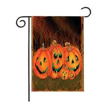万圣节装饰双面亚麻花园旗帜，圣诞主题 - 彩色 - 查看 7
