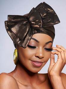 1pc Multi-Color Solid Bow Decor 3-Layer Head Wrap Scarf Turban Hat For Women - Multicolor - View 8