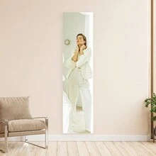 40cm*40cm*4 piezas Paneles de espejo acrílico templado, conjunto de espejo combinación de 40cm*40cm*4 piezas, espejo de longitud completa autoadhesivo portátil para sala de fitness/yoga/vestidor, espejo para baño/dormitorio/dormitorio - Plateado - Ver 1
