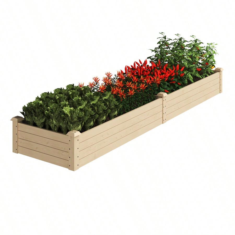 Raised Garden Bed 8ftx2ft Wood Planter Box Open Bottom
