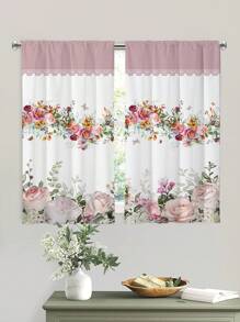 2 件多色花朵和蝴蝶数码印花窗帘，无孔窗帘，适用于卧室办公室厨房客厅书房家居装饰 - 彩色 - 查看 5