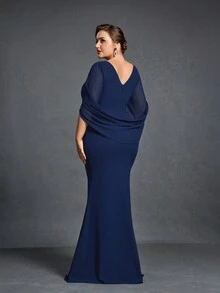 Plus Size Mother Of The Bride Dresses - Navy Blue - View 2