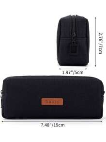 1 pieza Estuche para lápices de capacidad grande de una sola capa, estuche de lino cuadrado para estudiantes de secundaria, bolsa de papelería sencilla, de vuelta a la escuela, útiles escolares, estuche para lápices, mochila escolar
