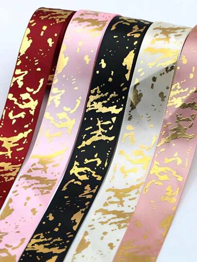 10yds/Roll 2.5cm Wide Marble Foil Satin Ribbon, DIY Crafts, Floral Gift Wrapping, Christmas Decoration,Christmas Valentine Day