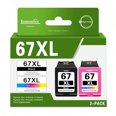 67XL High Yield Ink Cartridge 2 Packs (1Black/1Tricolor) - LOMENTI Compatible Ink Cartridges Replacement Compatible With 67XL Ink Cartridge Compatible With Envy 6000 6055 6400 6455 Deskjet 4255e 2855e Printer