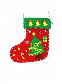 1 件圣诞袜手工艺品 DIY 无纺布玩具、儿童创意圣诞装饰、学龄前礼物、各种雪花样式、手工活动、圣诞节工艺品、用于缝纫的圣诞节布料 - 彩色 - 查看 17