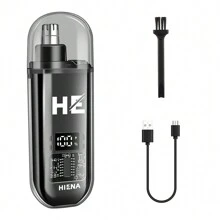 HIENA 4pcs Black Cordless Hair Clipper Men's Beauty Set, With Hair Cutting, Shaving, Trimming Nose Hair, USB Charging, Portable Bag Design, It Is The Best Gift For Him