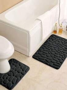 1 pièce Tapis de sol en pierre de couleur unie en forme de U, absorbant l'eau et antidérapant pour la salle de bain, la maison, la décoration de salle de bain, le tapis de bain, le tapis de sol, le tapis d'extérieur, le paillasson, la décoration d'automne, les accessoires de salle de bain, la rentrée scolaire