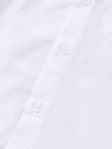 Baby Boy Solid Color Pocket Patch Shirt, Soft And Comfortable Gentleman Style - White - View 8